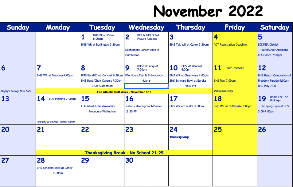 Updated 11/1/22 November Calendar